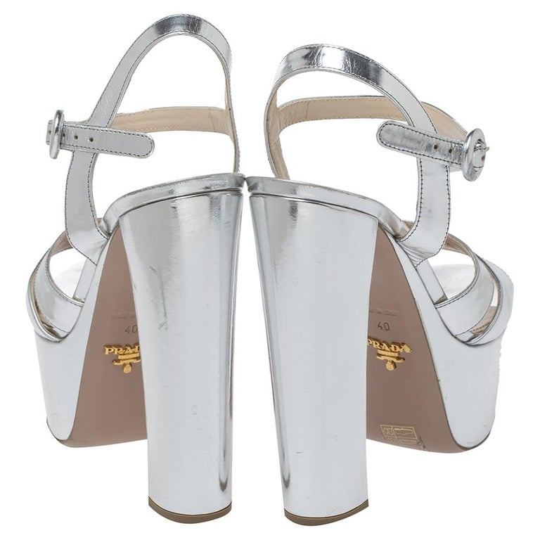 prada silver flat sandals