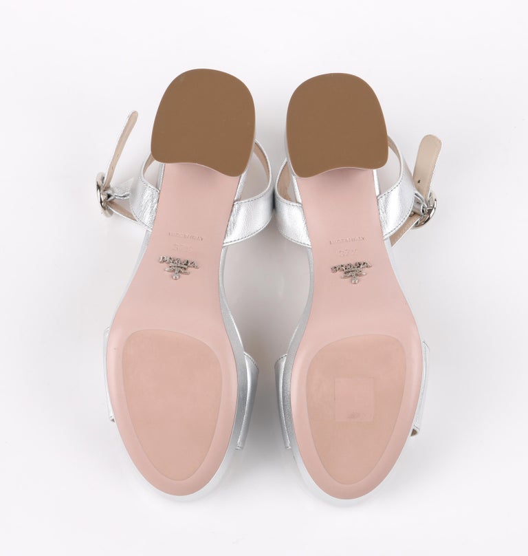 platform block heels silver