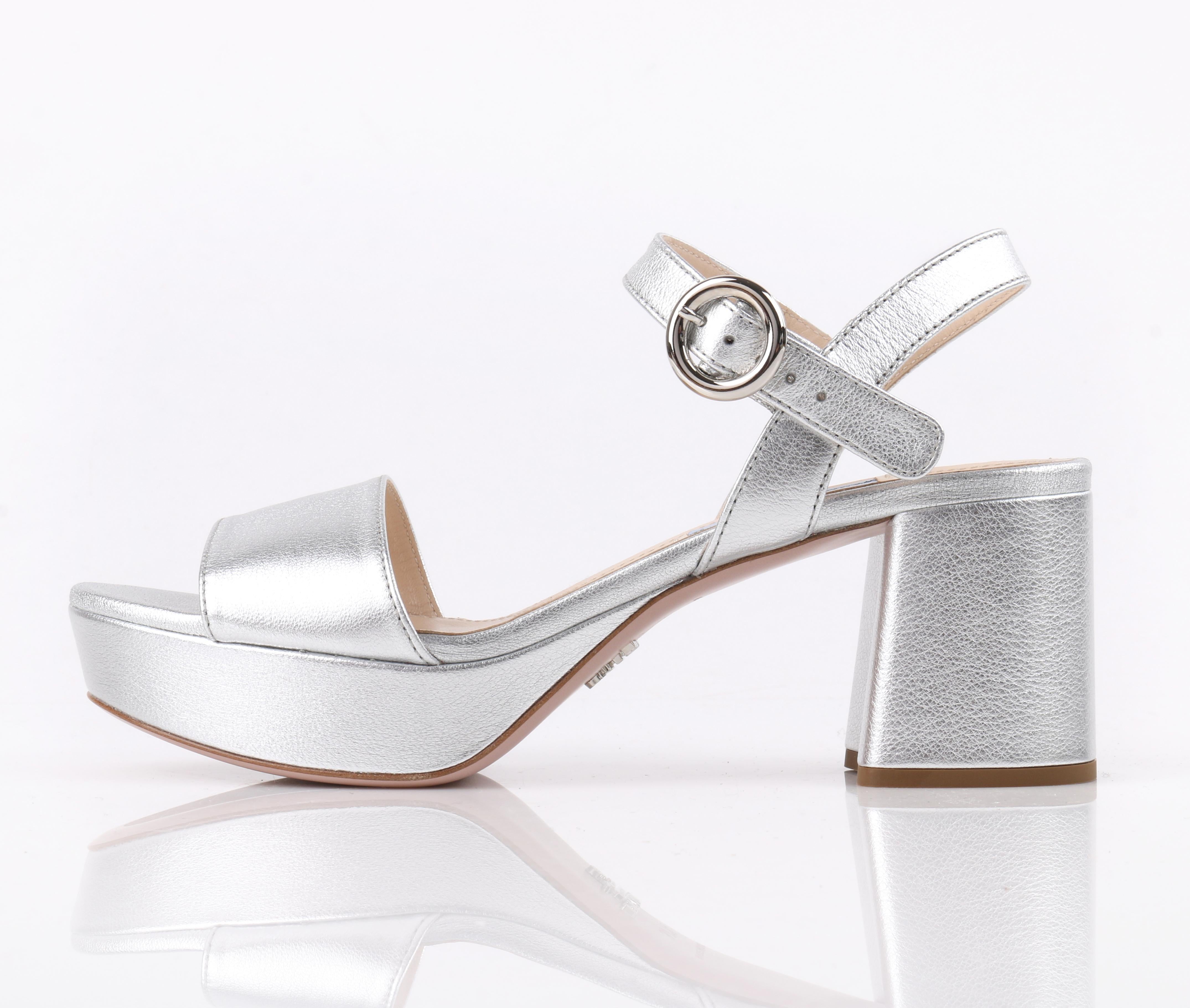 prada silver platform heels