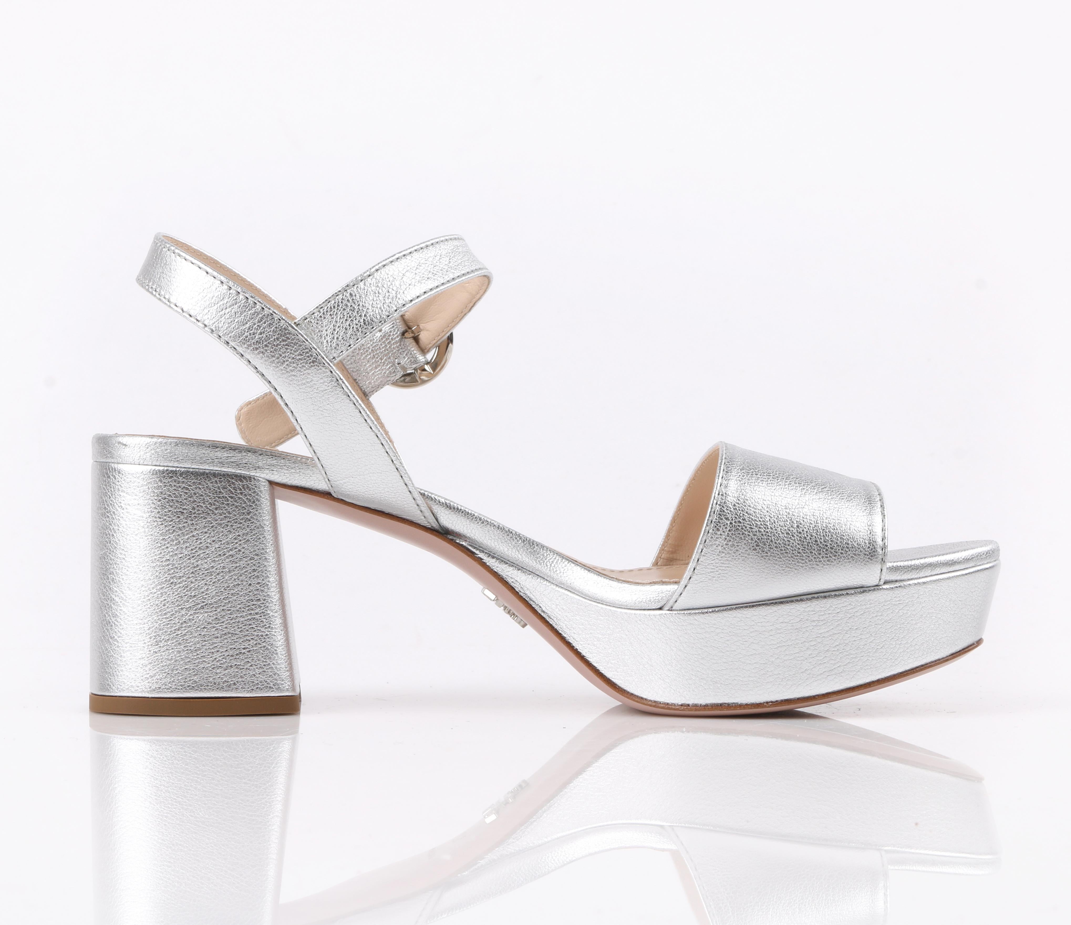 silver platform block heels