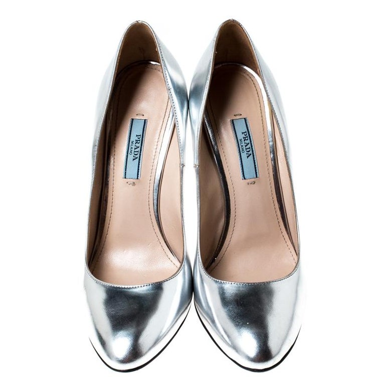 silver prada heels