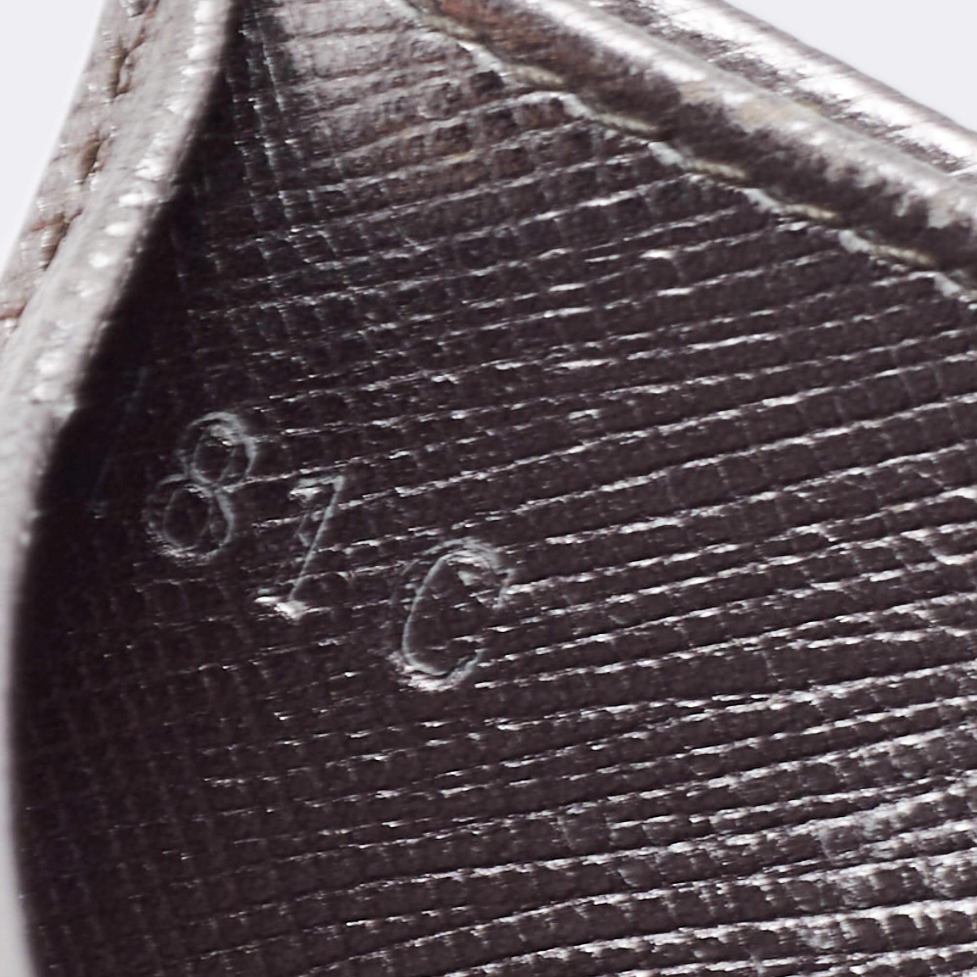 Women's Prada Metallic Silver Saffiano Leather Card Holder