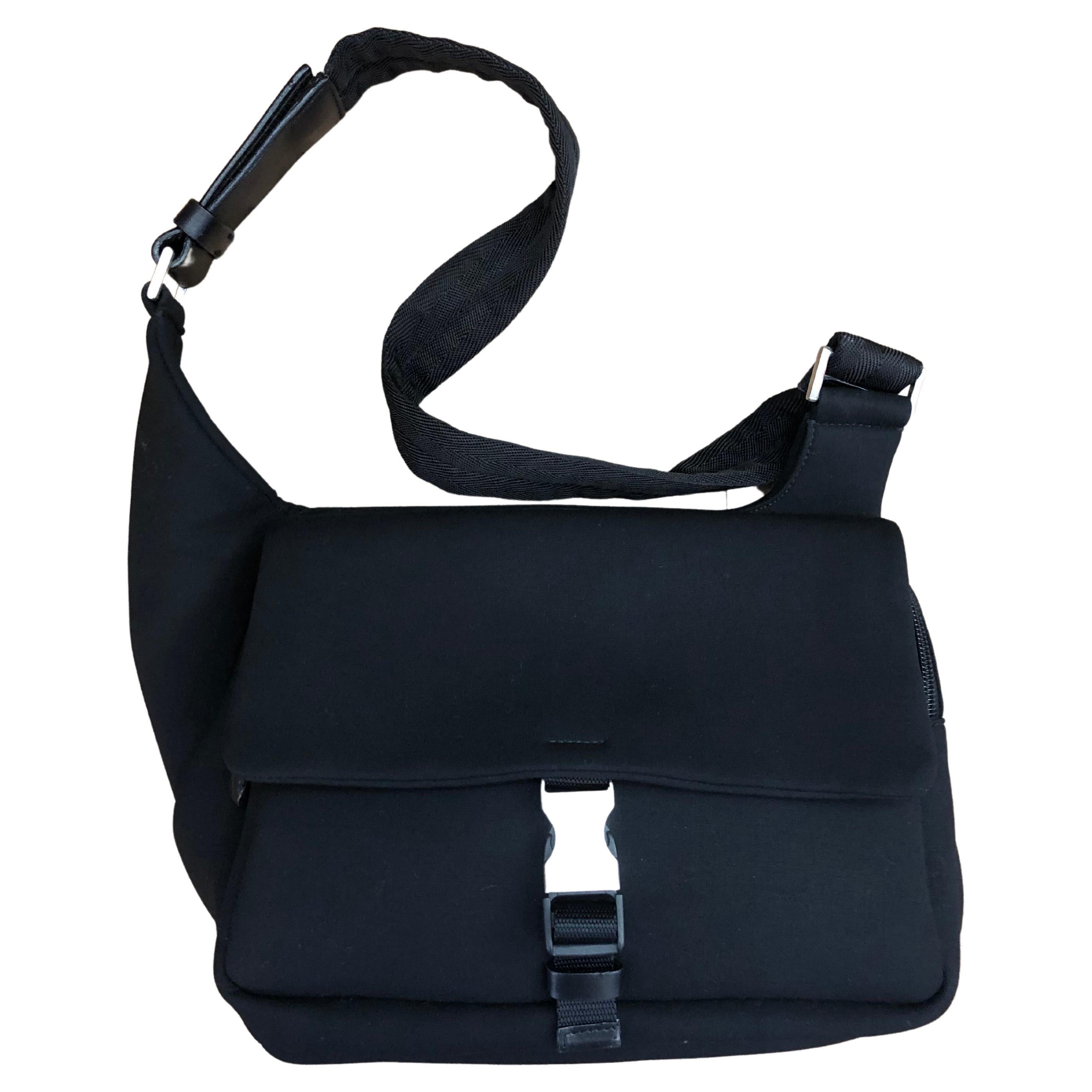 PRADA Microfiber Crossbody Sling Bag Black Unisex