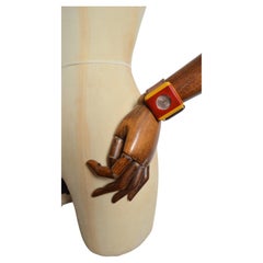 PRADA mid century Italian style Resin & Leather Red and yellow Cocktail Watch