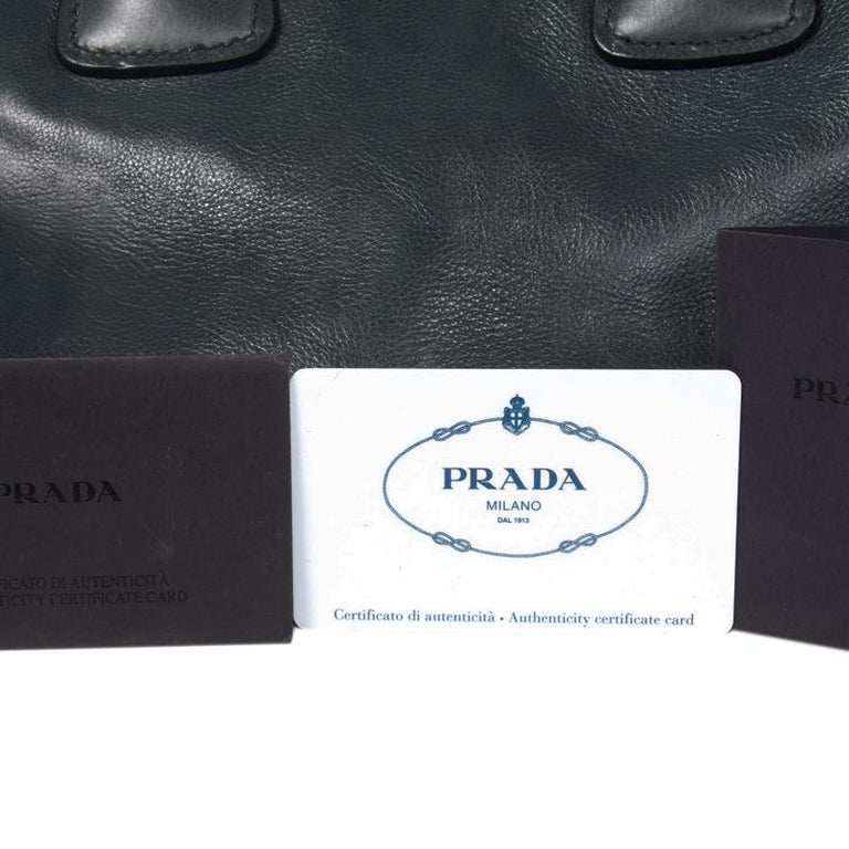 Prada Midnight Blue Glace Calfskin Leather Twin Pocket Double Handle Tote 7