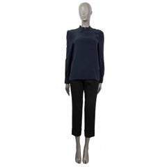 PRADA midnight blue silk CHEONGSAM Blouse Shirt S