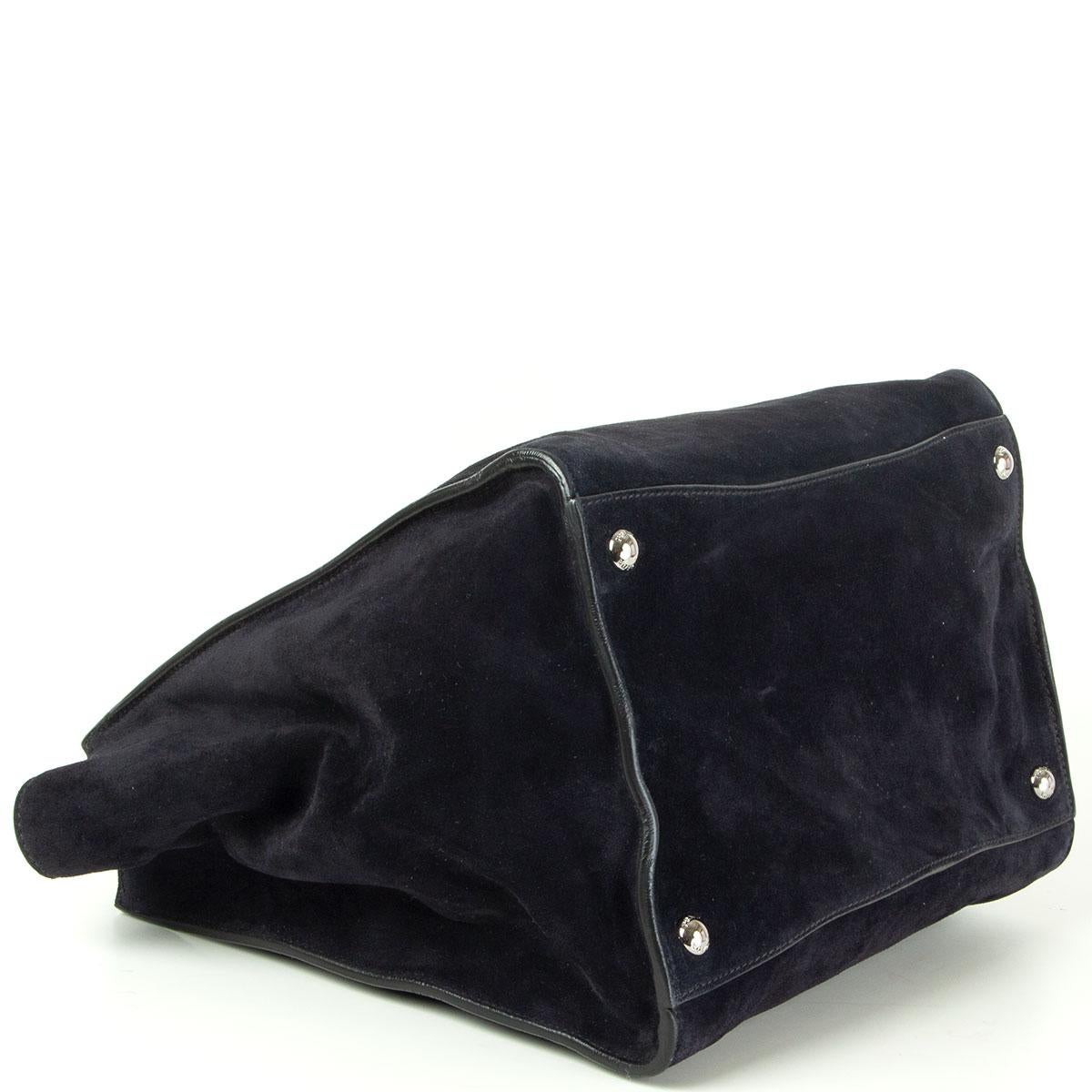 PRADA midnight blue suede TWIN POCKET TOTE Scamosciato In Good Condition In Zürich, CH