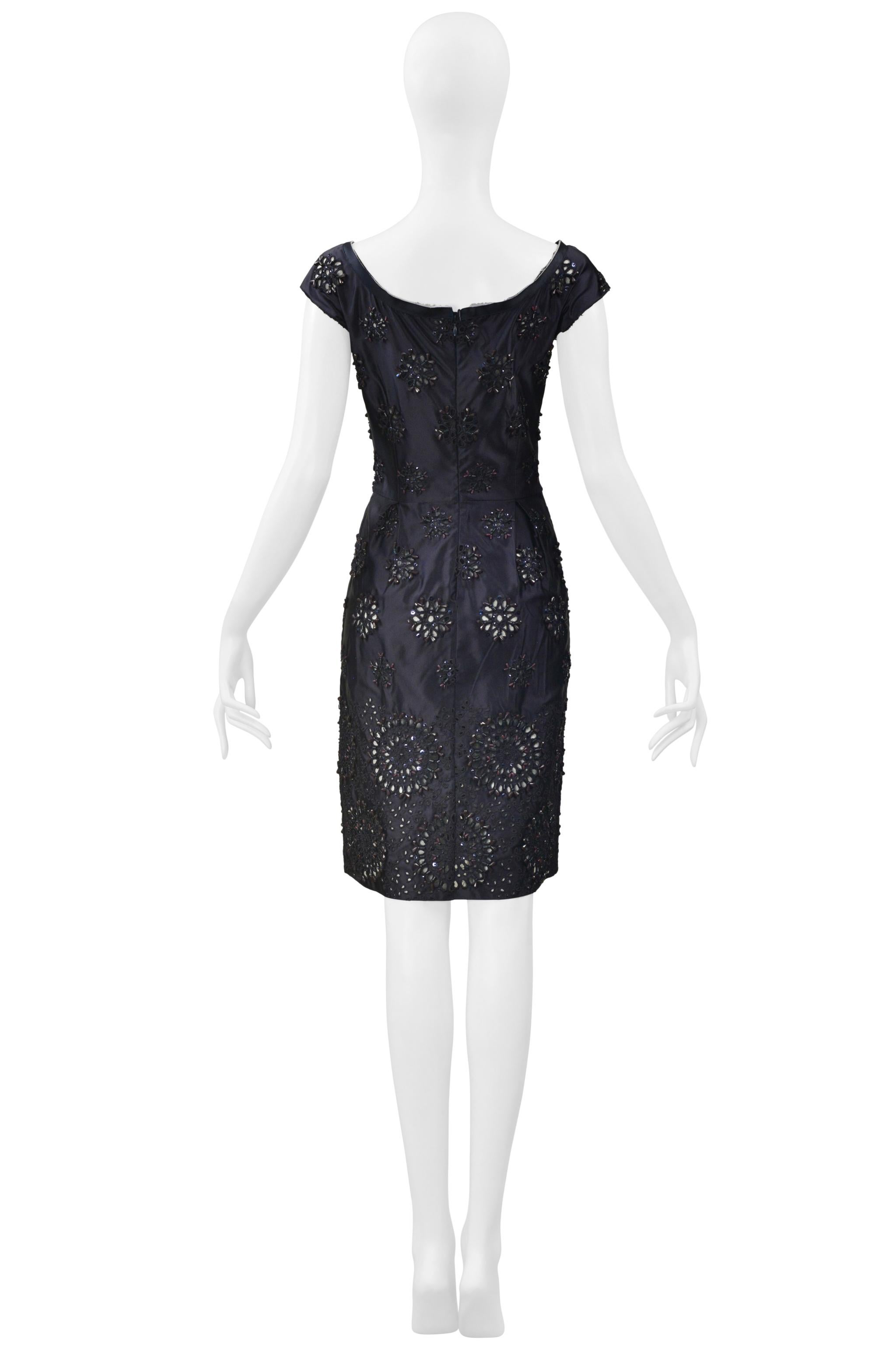 Prada Midnight Blue Taffeta Dress With Heavy Embroidery & Beading 5
