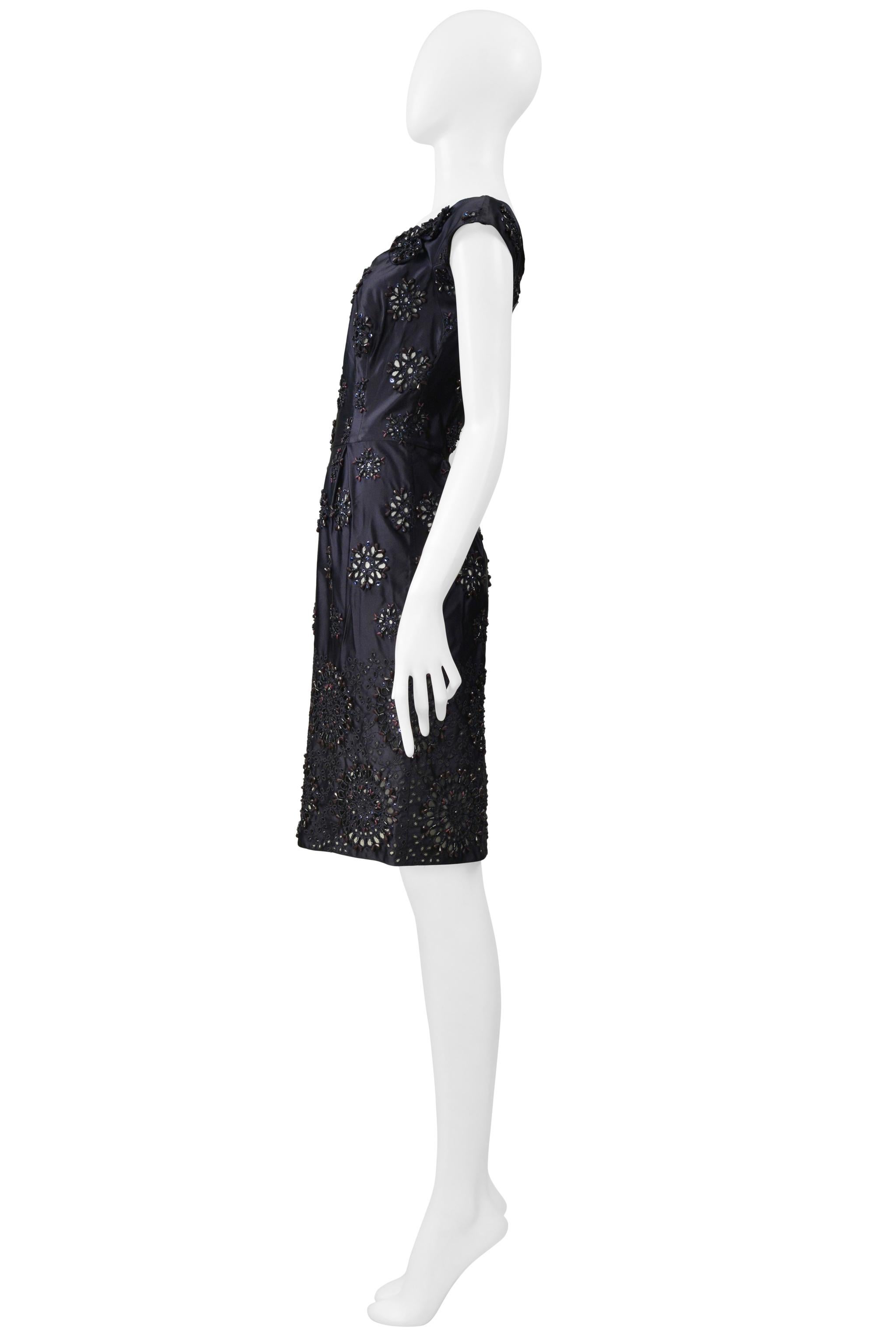 Prada Midnight Blue Taffeta Dress With Heavy Embroidery & Beading 3