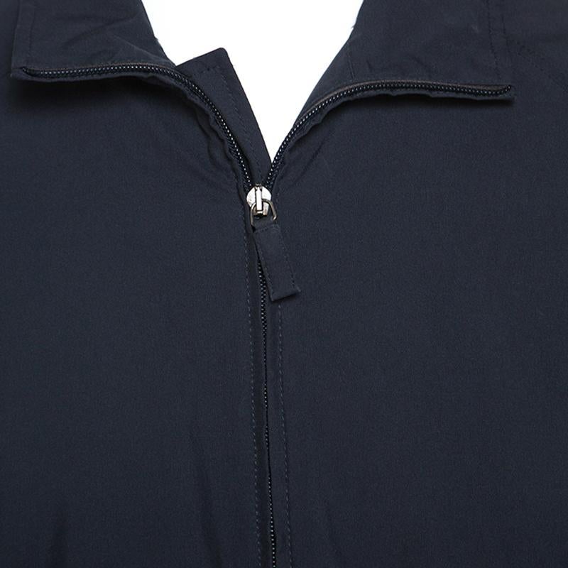 Black Prada Midnight Blue Zip Front Harrington Jacket L