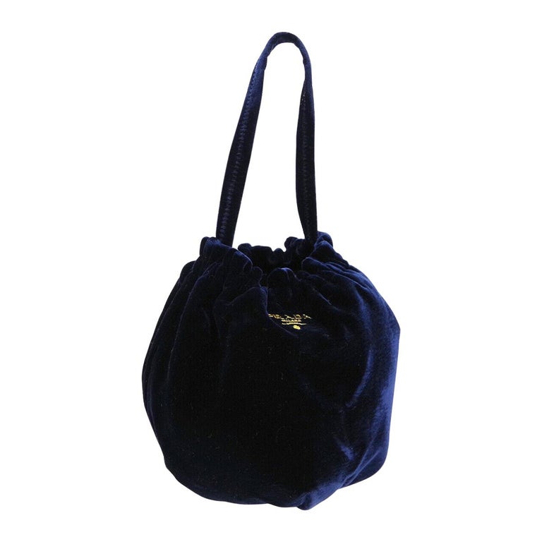 Prada Midnight Navy Blue Velvet Pochette Mini Evening Top Handle Satchel Bag at 1stdibs