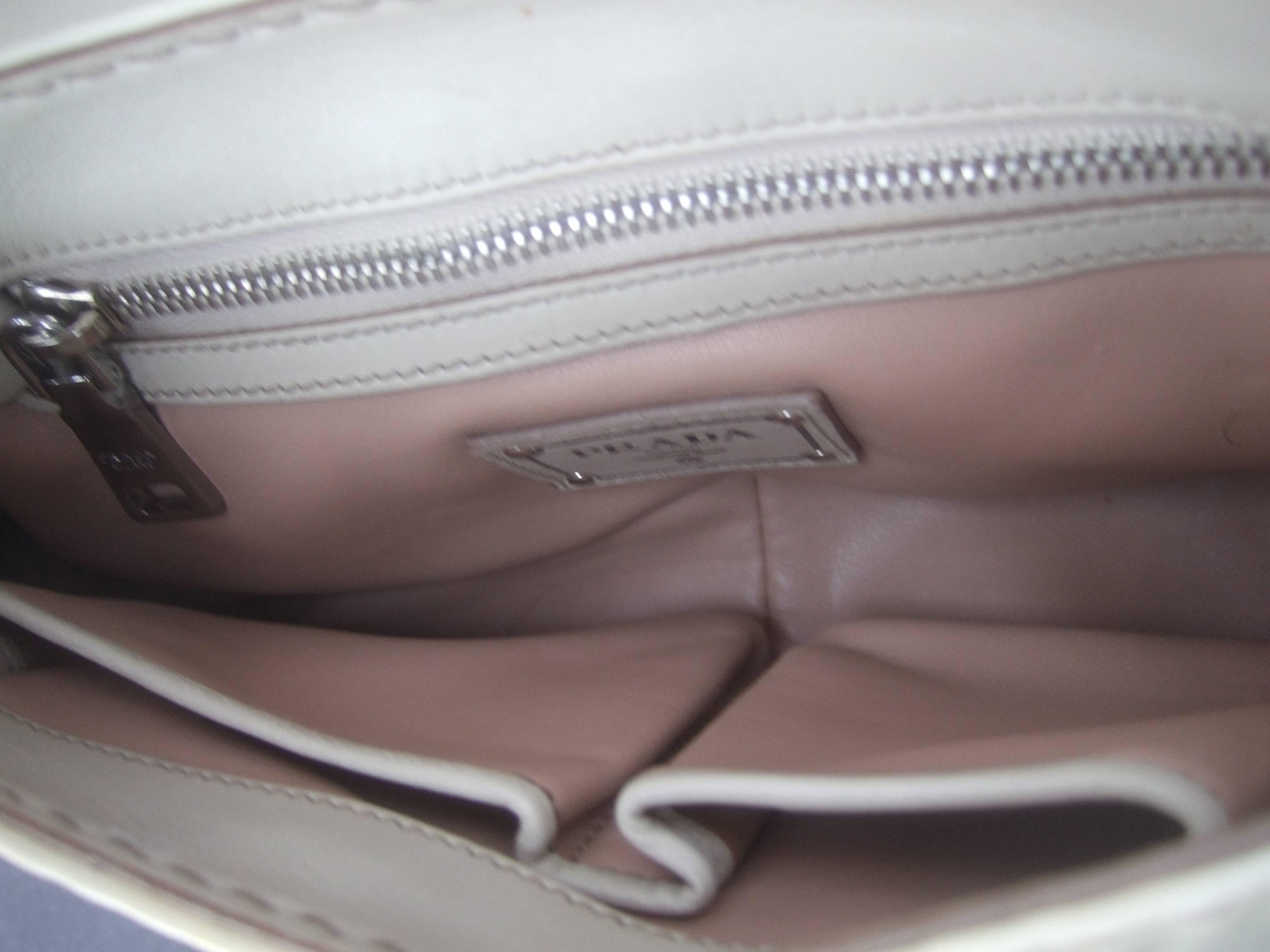 Prada Milano Tan Patent Leather Embossed Trim Handbag, circa 1990s 1