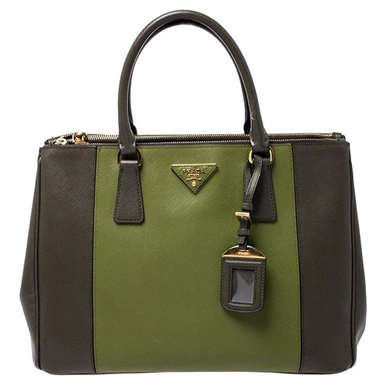 Prada Militare Saffiano Leather Medium Double Zip Tote For Sale