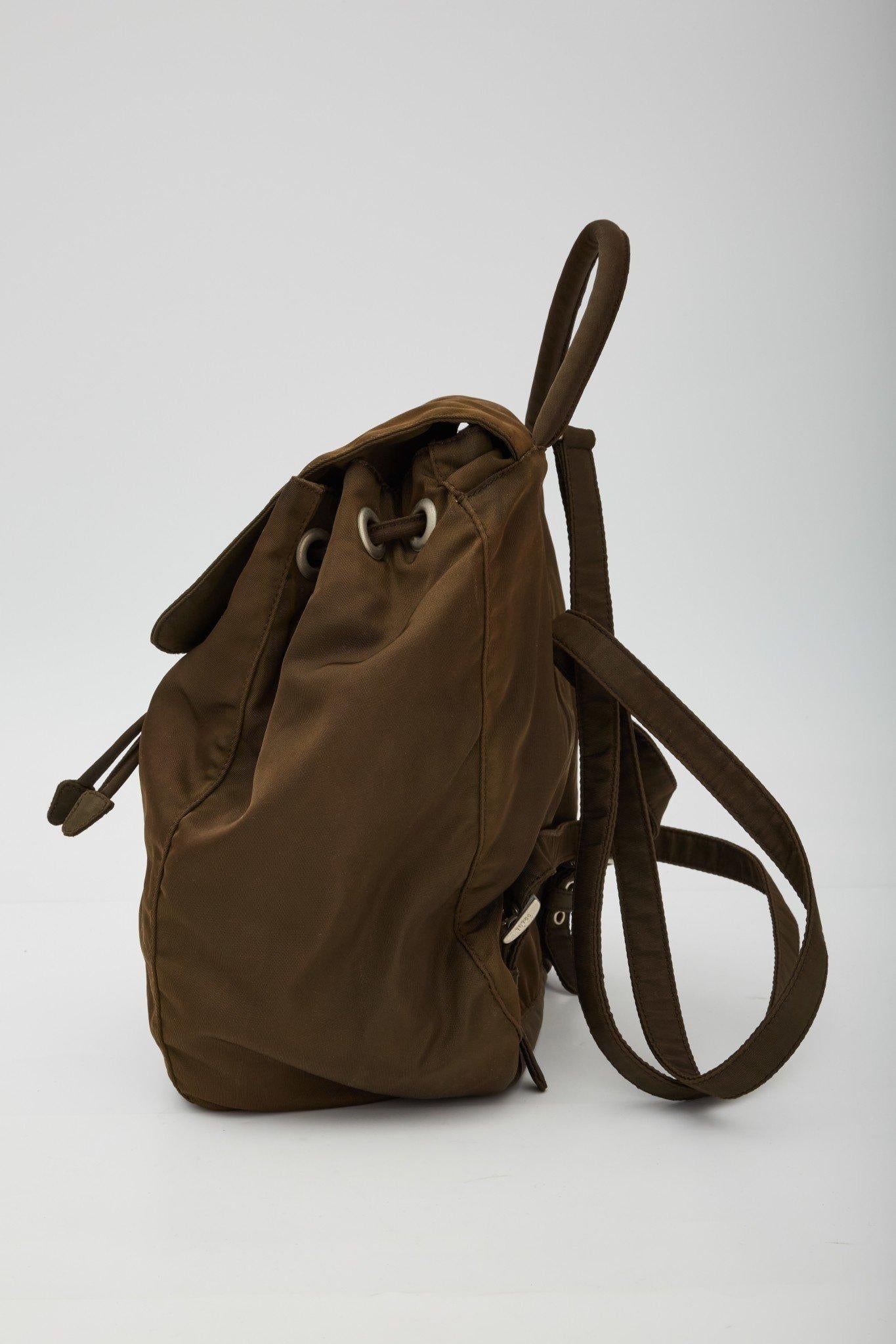 Women's Prada Military Green Nylon City Backpack For Sale