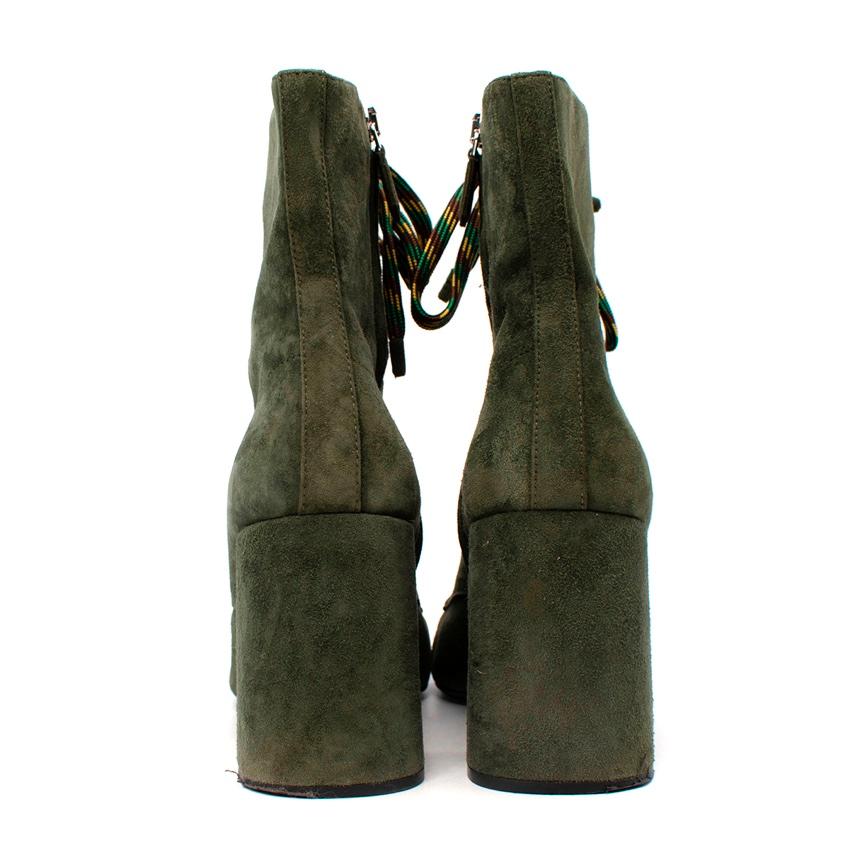green suede lace up boots
