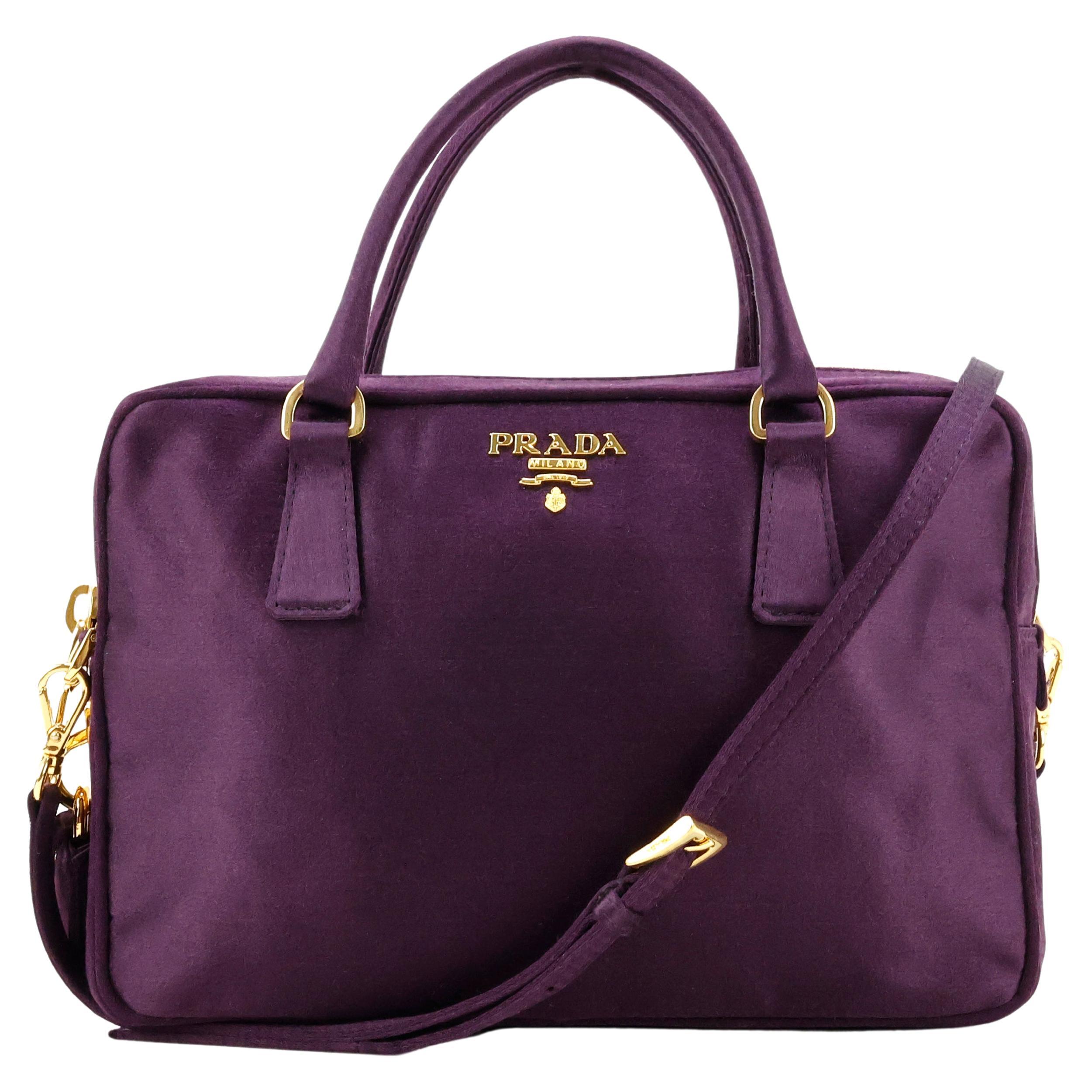 Prada Purple Satin Raso Crystal Embellished Evening Bag