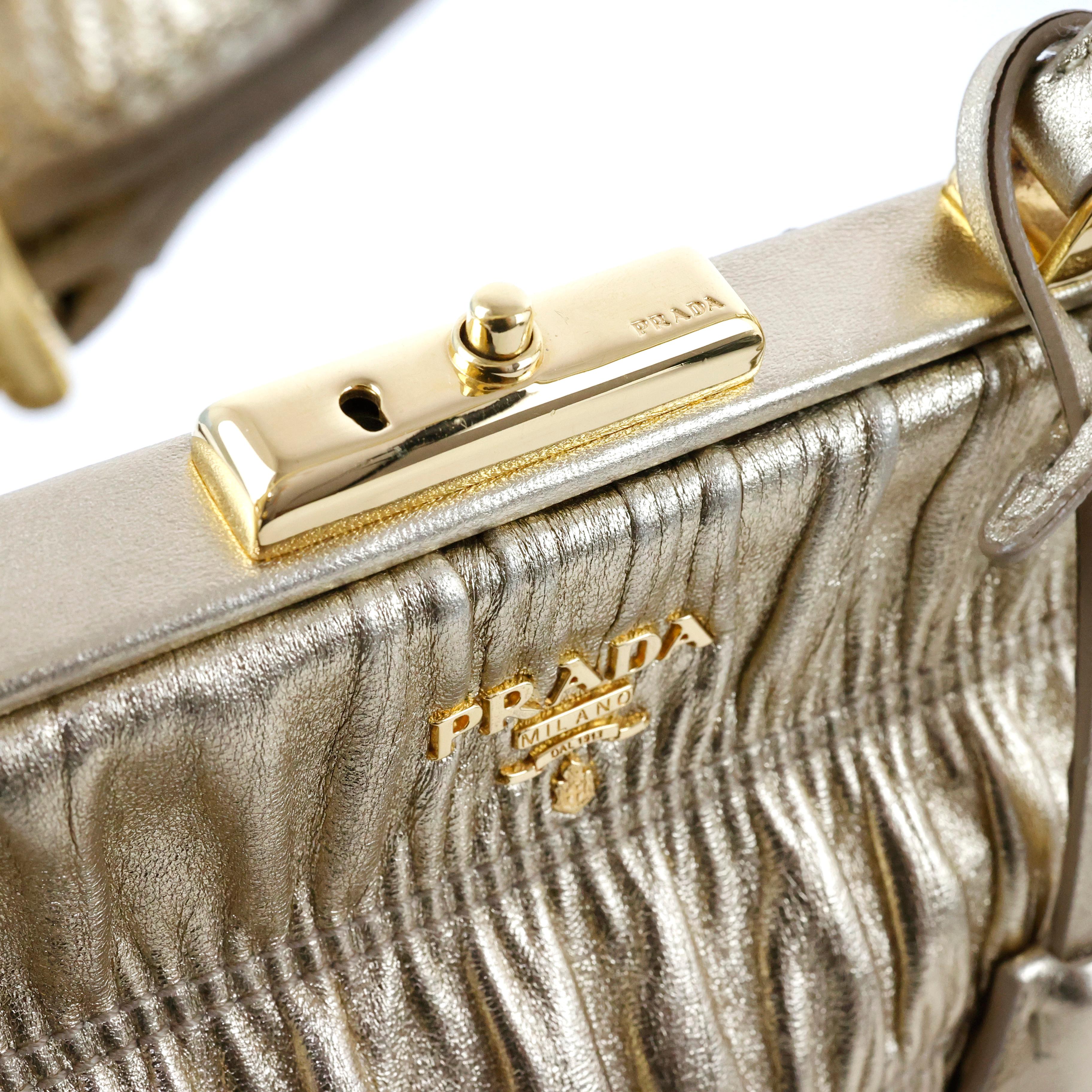 Prada Mini Matelasse Gold leather Bag In Excellent Condition For Sale In Bressanone, IT