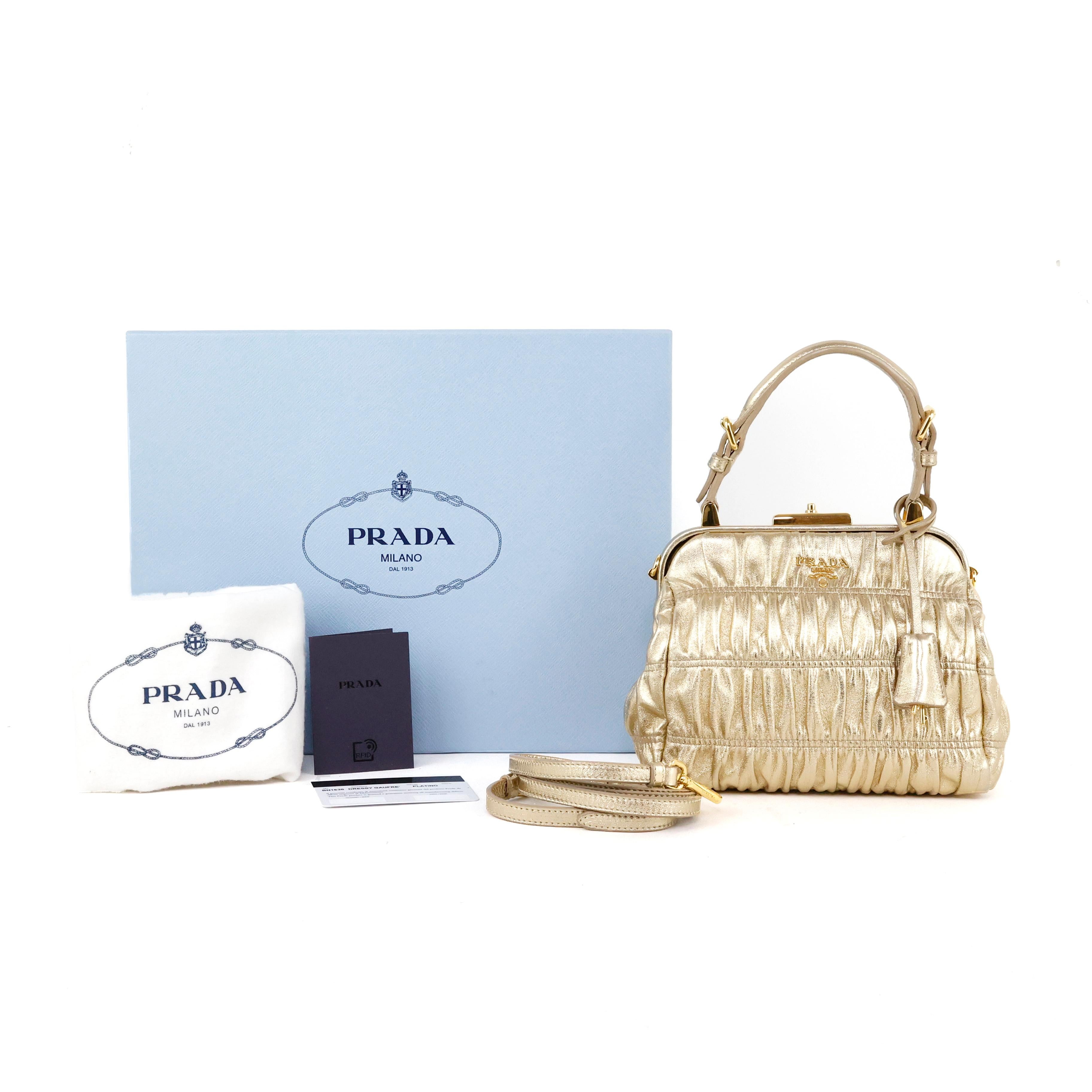 Prada Mini Matelasse Gold leather Bag For Sale 1