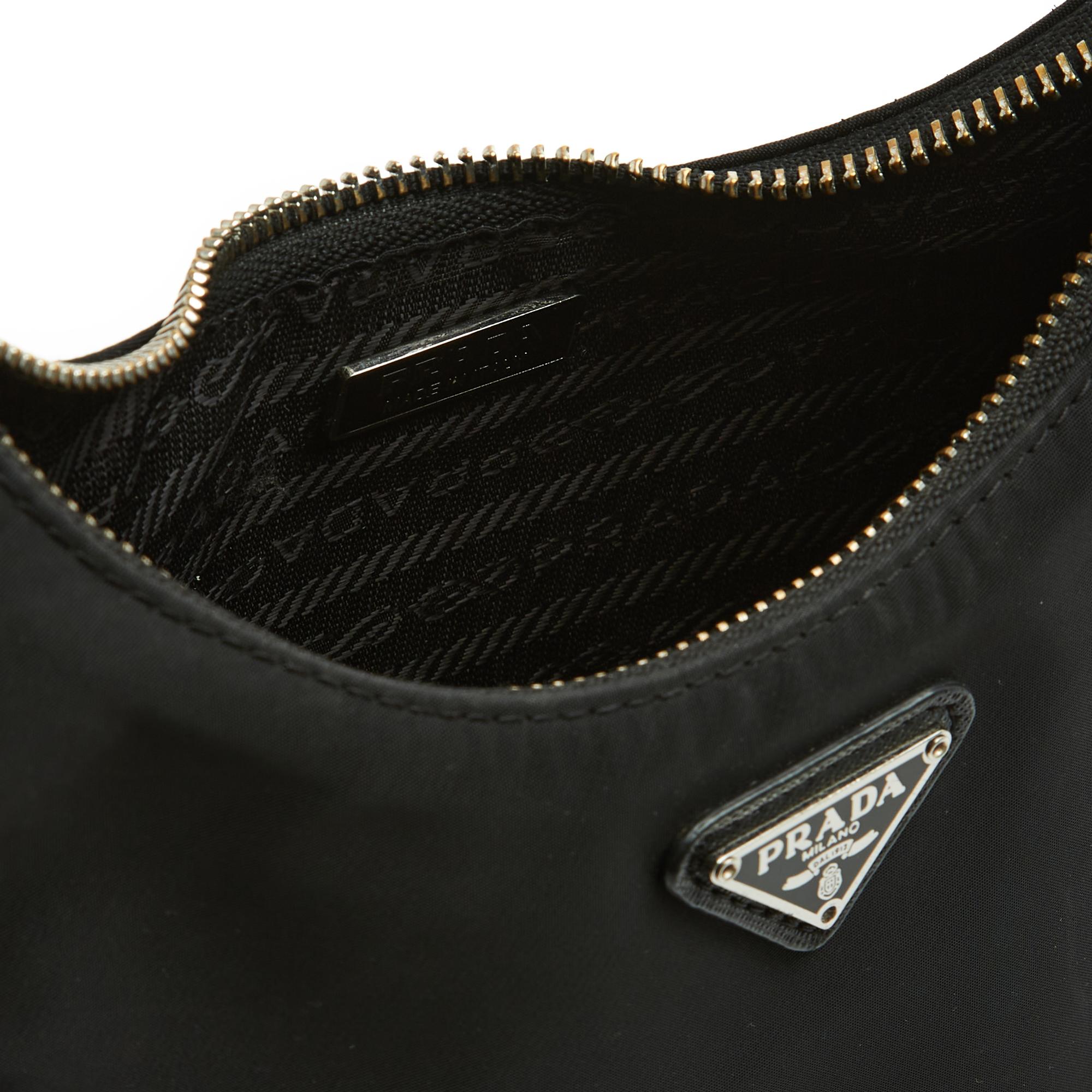 Prada Mini Sac Re Edition 2005 Black Re Nylon Mini Shoulder Bag For Sale 3