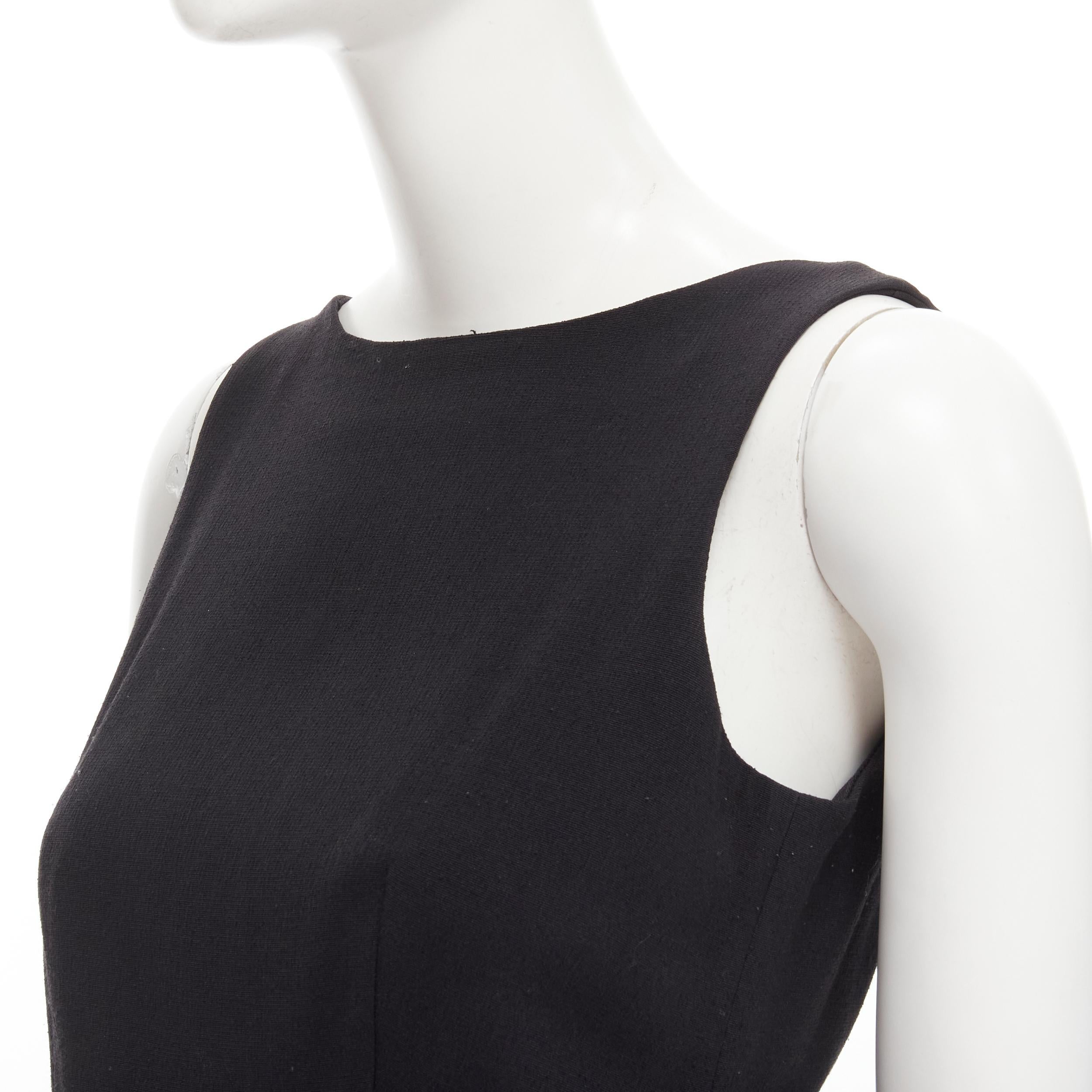 PRADA minimal black metal buckle belted nylon A-line skirt dress S In Excellent Condition In Hong Kong, NT