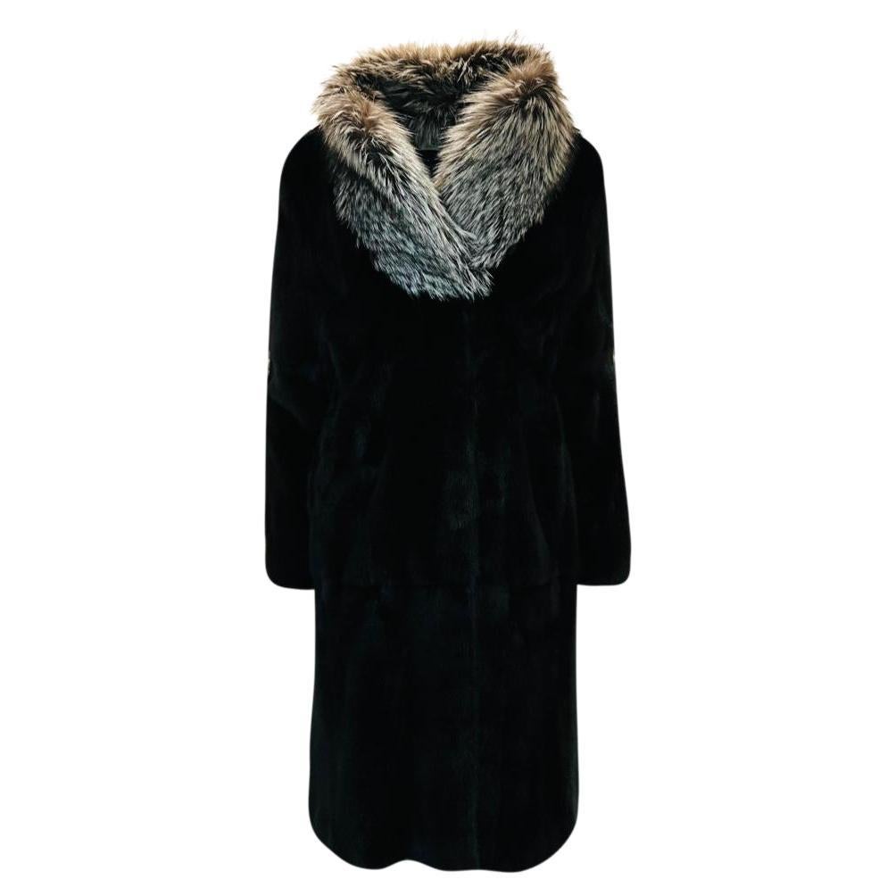 Prada Mink Fur Coat With Fox Collar. For Sale
