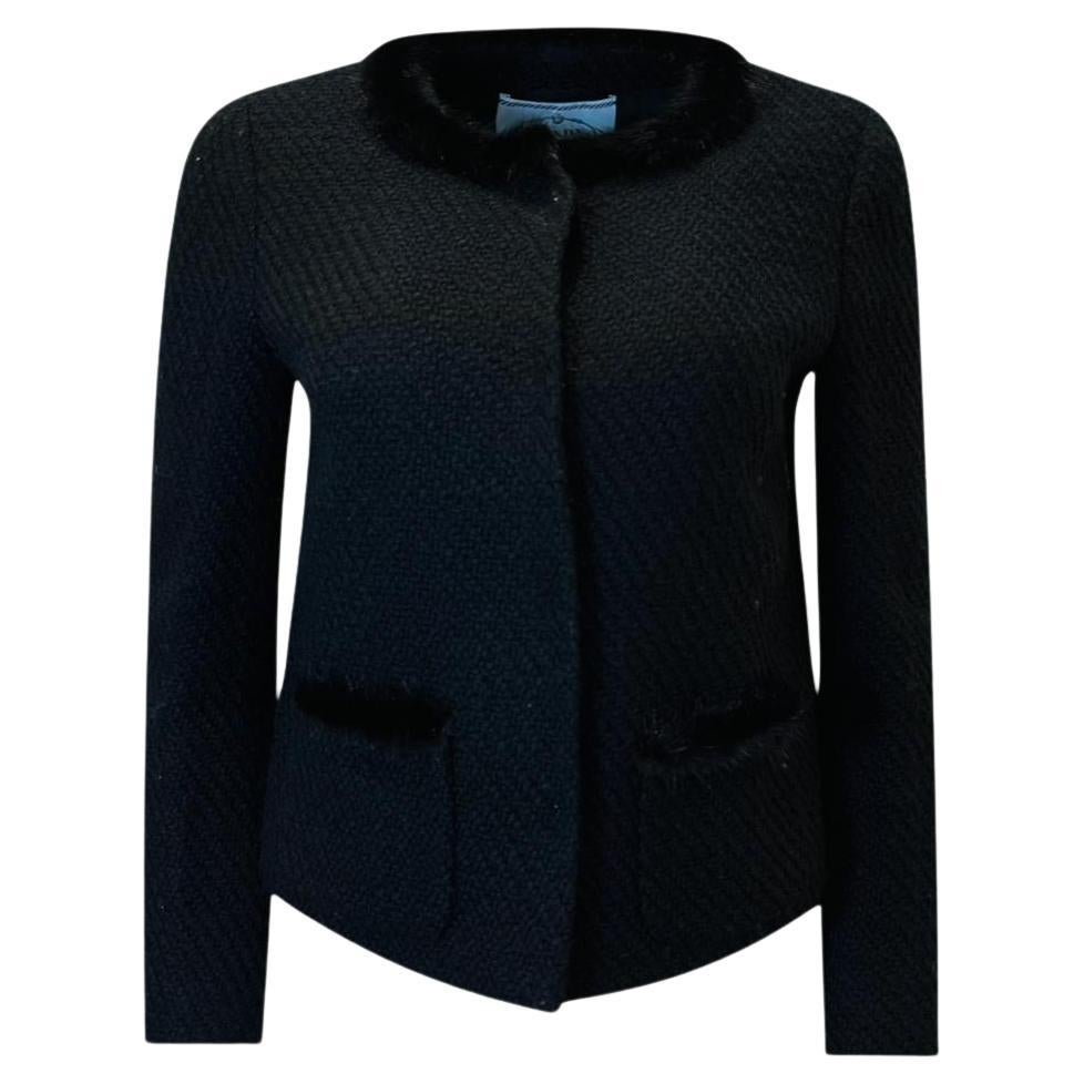 Prada Mink Fur Trimmed Wool Jacket