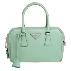 Used Prada Mint Green Leather Camera Crossbody Bag