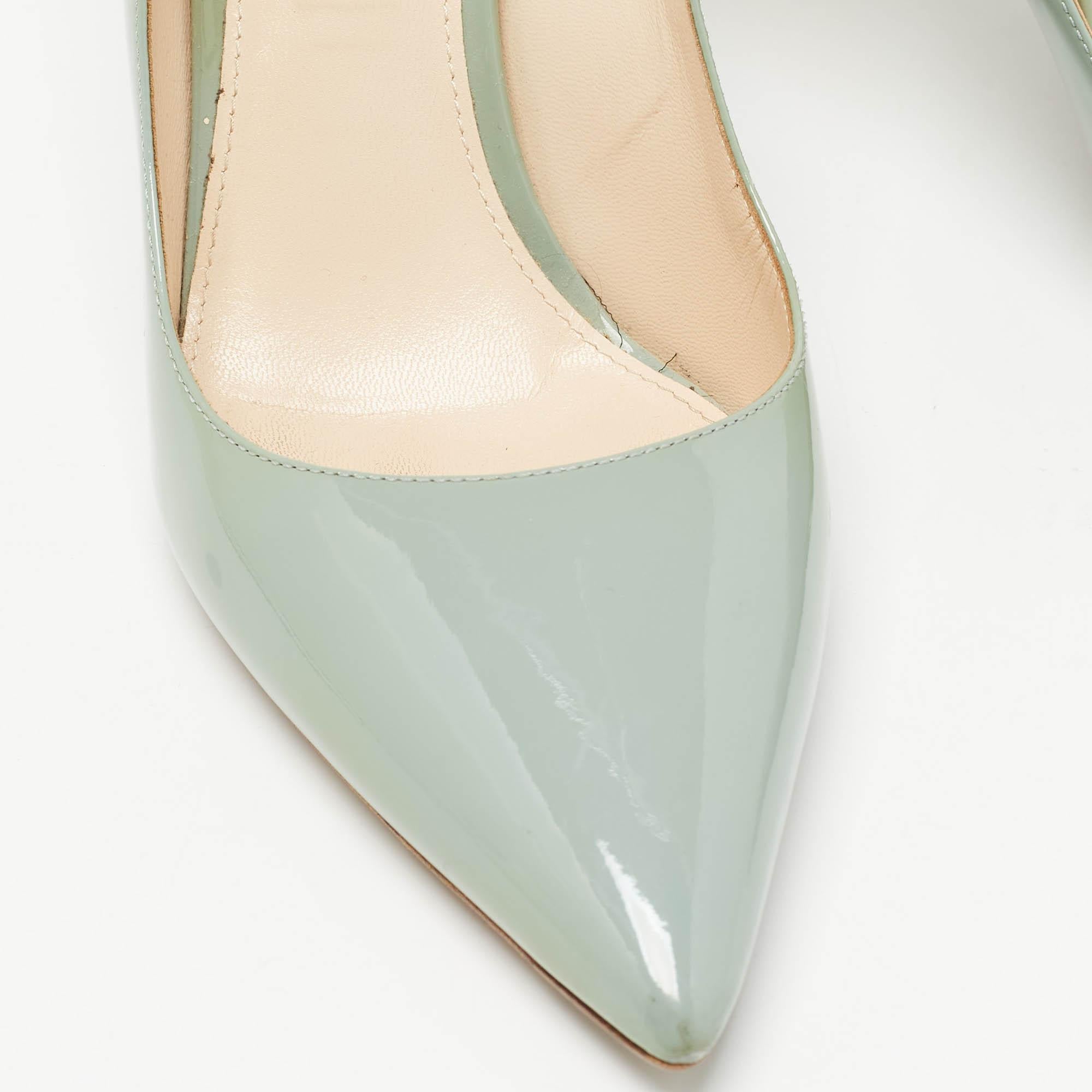 Prada Mint Green Patent Leather Pointed Toe Pumps Size 38 2