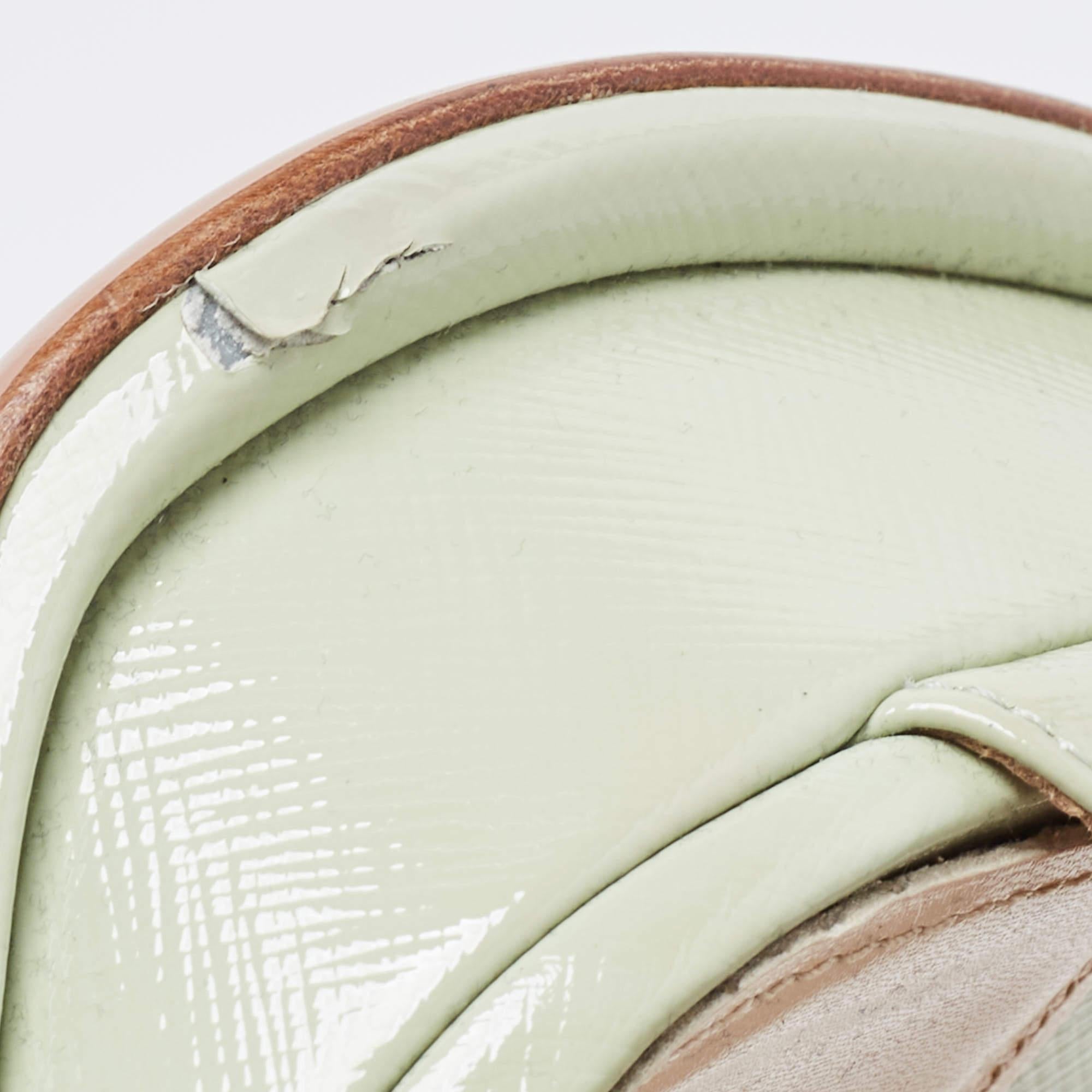 Women's Prada Mint Green Saffiano Leather Platform Ankle Strap Sandals Size 39