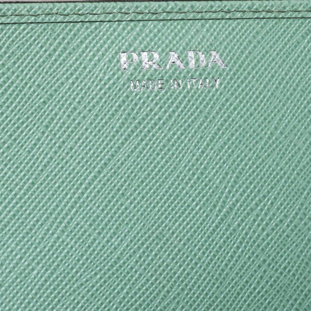 Prada Mint Green Saffiano Leather Wallet On Chain 2