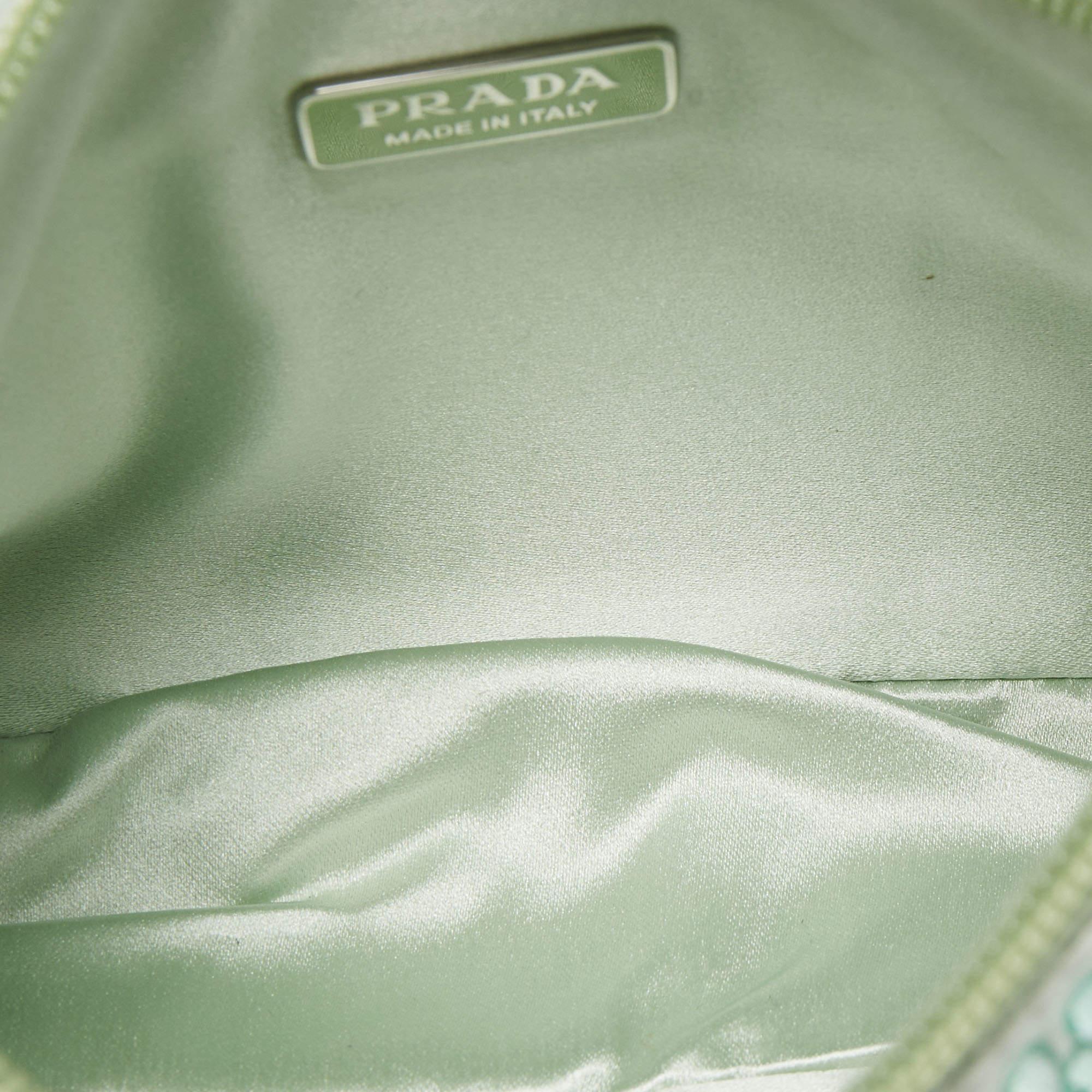 Prada Mint Green Satin Crystals Re-Edition 2000 Baguette Bag 2