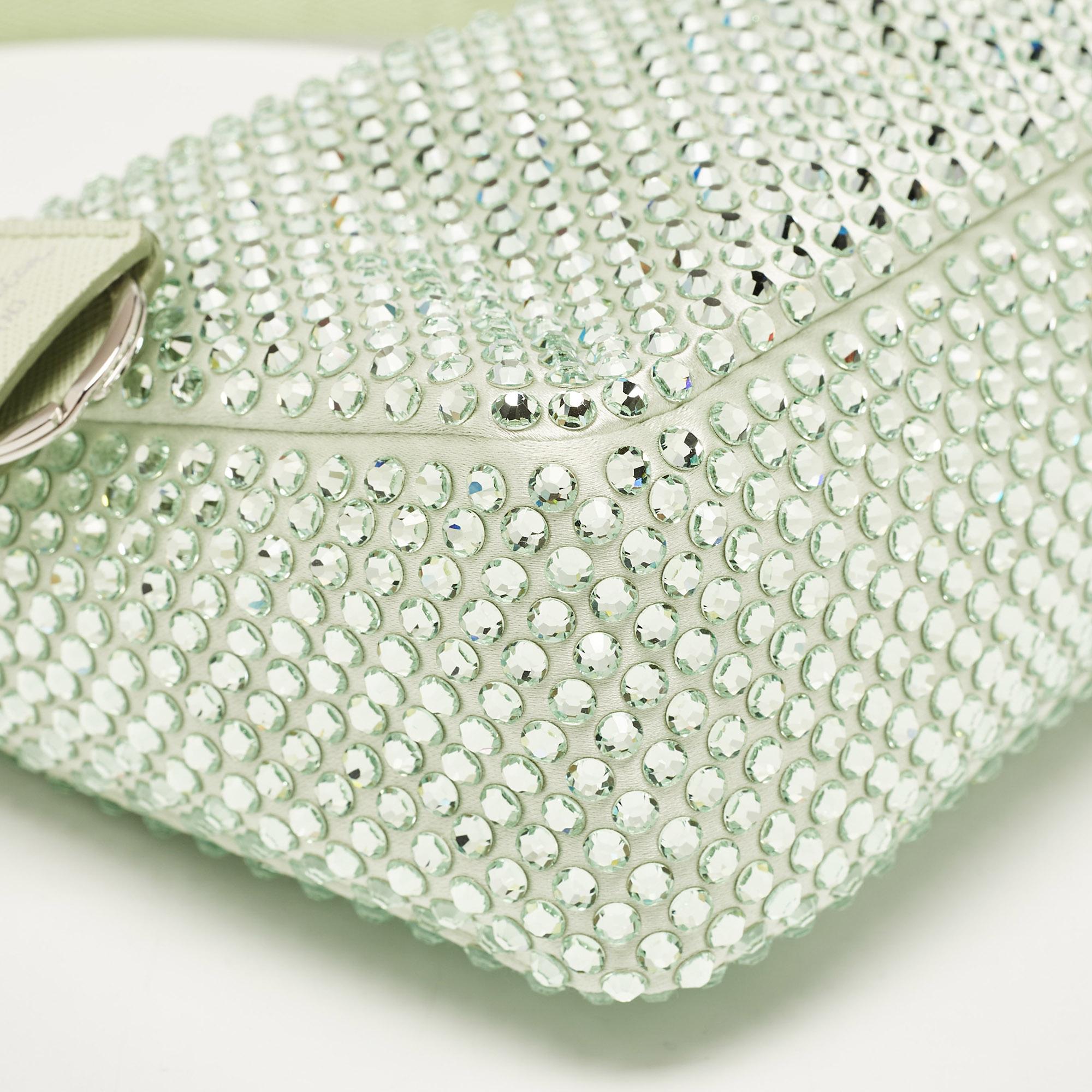 Prada Mint Green Satin Mini Crystal Studded Re-Edition 2000 Shoulder Bag 1