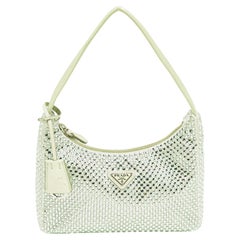 Prada Mint Green Satin Mini Crystal Studded Re-Edition 2000 Shoulder Bag