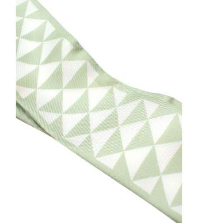 Prada Mint green & white triangle print silk twilly scarf In Excellent Condition For Sale In London, GB