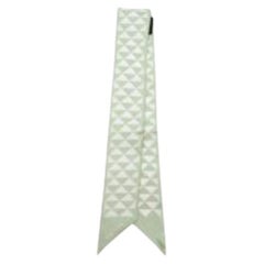 Prada Mint green & white triangle print silk twilly scarf