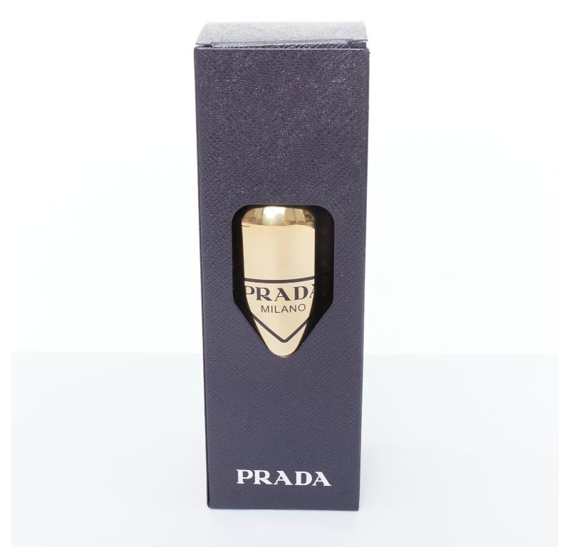 PRADA mirrored gold stainless steel black logo water bottle In Excellent Condition In Hong Kong, NT