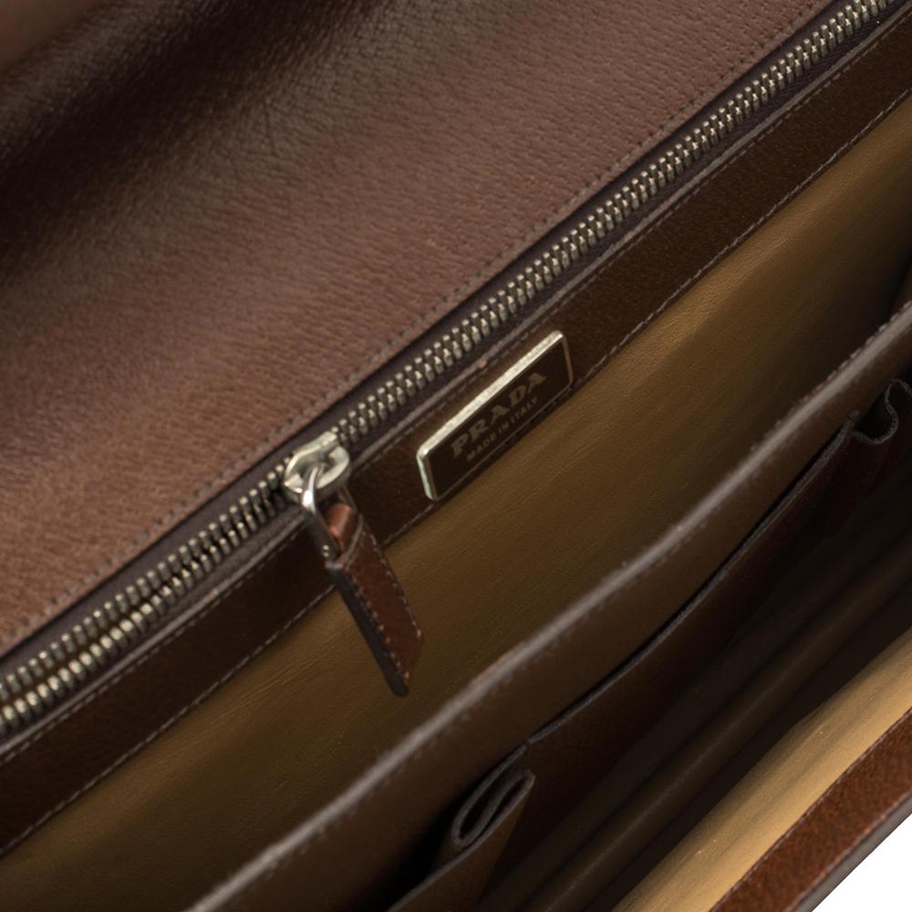 Prada Mocha Brown Leather Work Briefcase 3