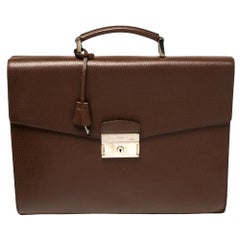 Prada Mocha Brown Leather Work Briefcase