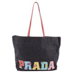 Prada Model: Logo Patches Tote Denim Medium