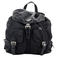 Prada Model: Vela Double Front Pocket Backpack Tessuto with Saffiano Leather Med