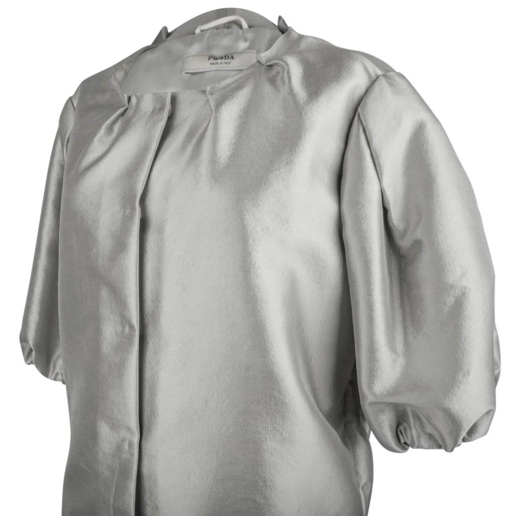 Vintage Prada Modern Jacket Soft Silver Elbow Area Sleeve 42 /  8 In Excellent Condition In Miami, FL