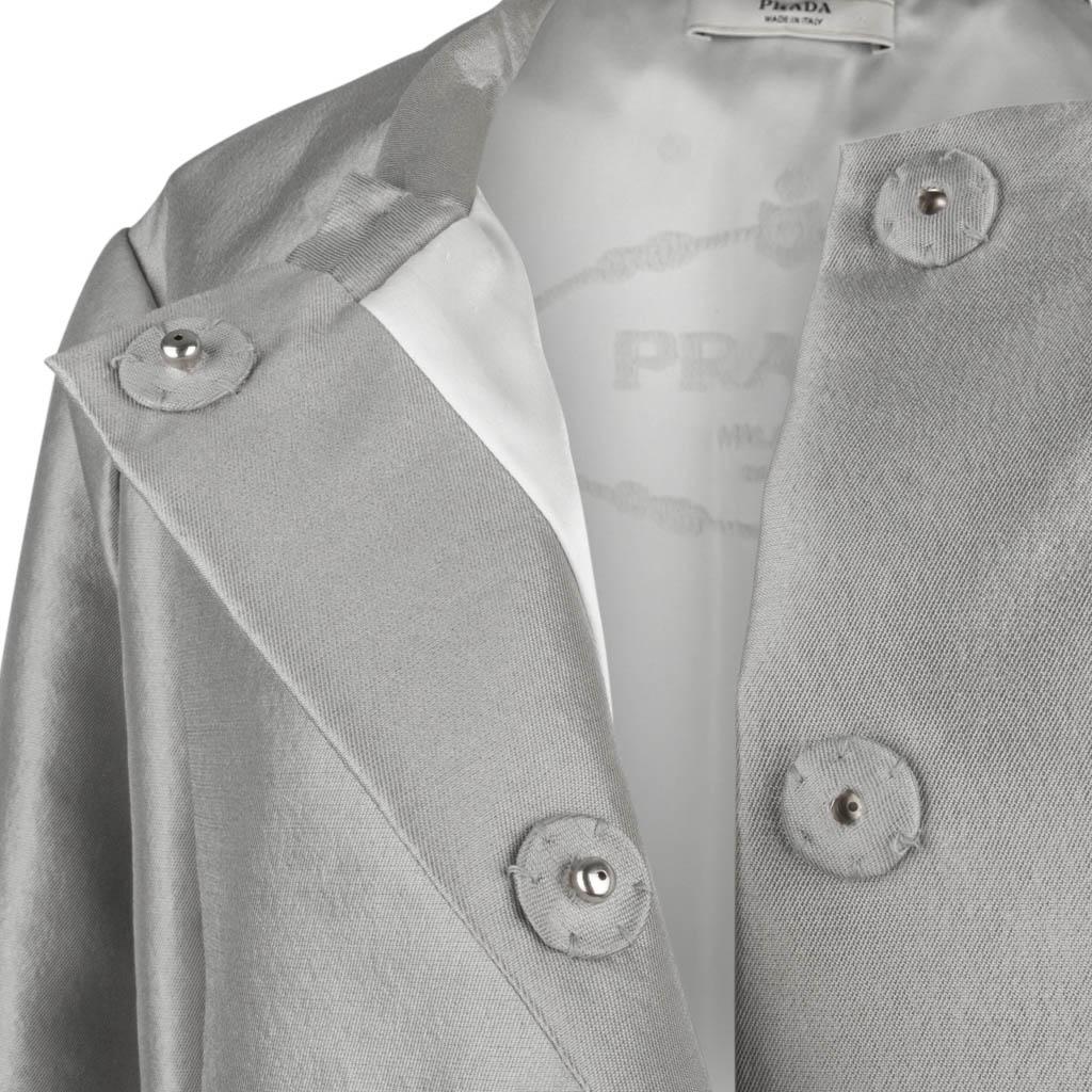 Women's Vintage Prada Modern Jacket Soft Silver Elbow Area Sleeve 42 /  8