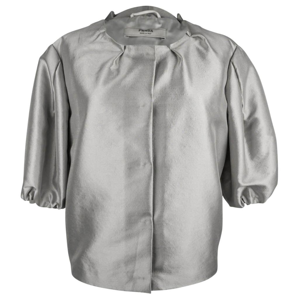 Vintage Prada Modern Jacket Soft Silver Elbow Area Sleeve 42 /  8