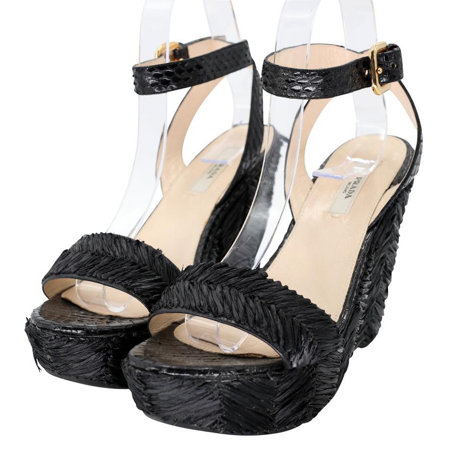Black Prada Modern Strap Runway 37.5 Feather Nightlife Pumps PR-S06013P-0005