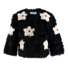 Prada Mohair Blend Faux Fur Jacket with Daisy Print S 42