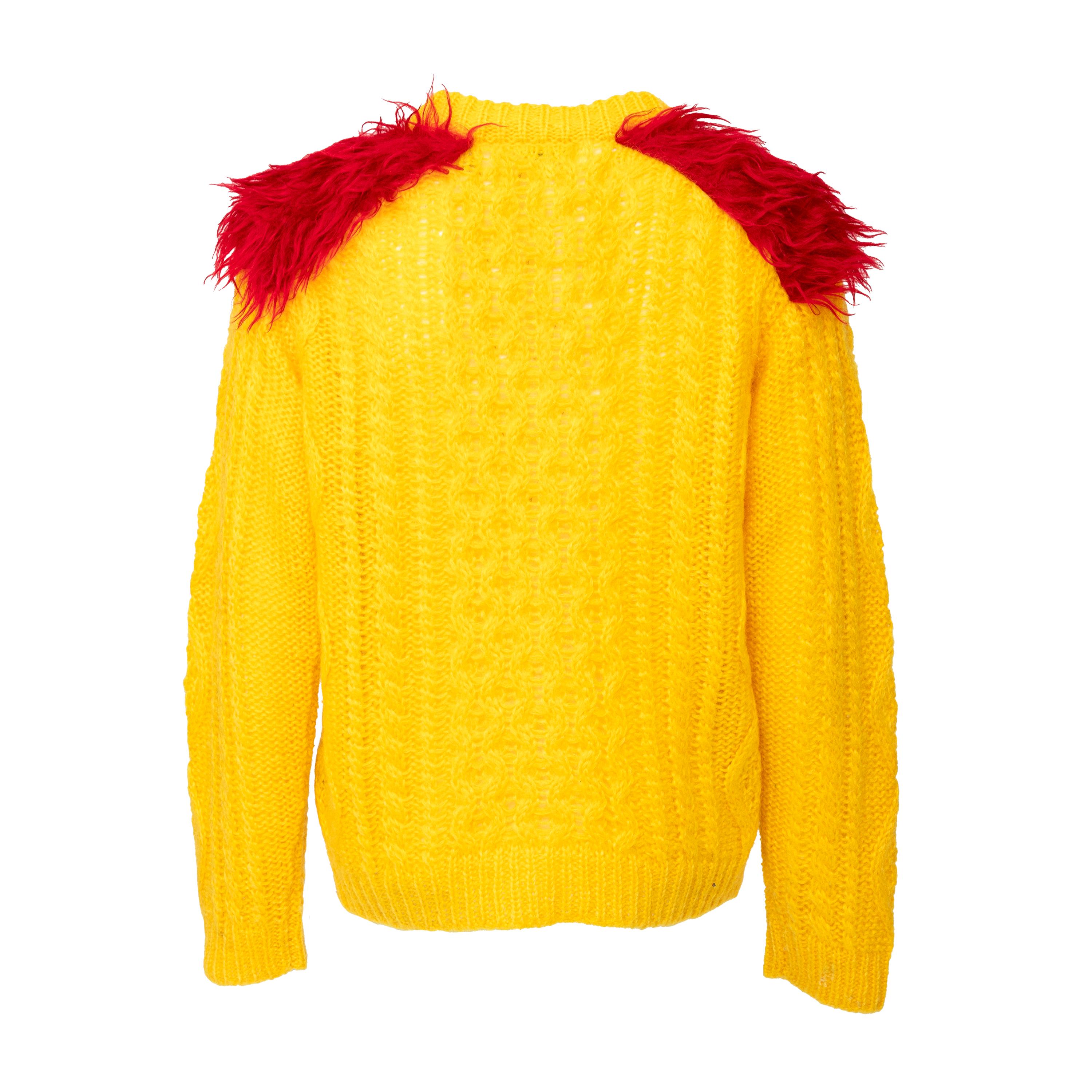 Orange Prada Mohair Cardigan with Fur - '10s For Sale