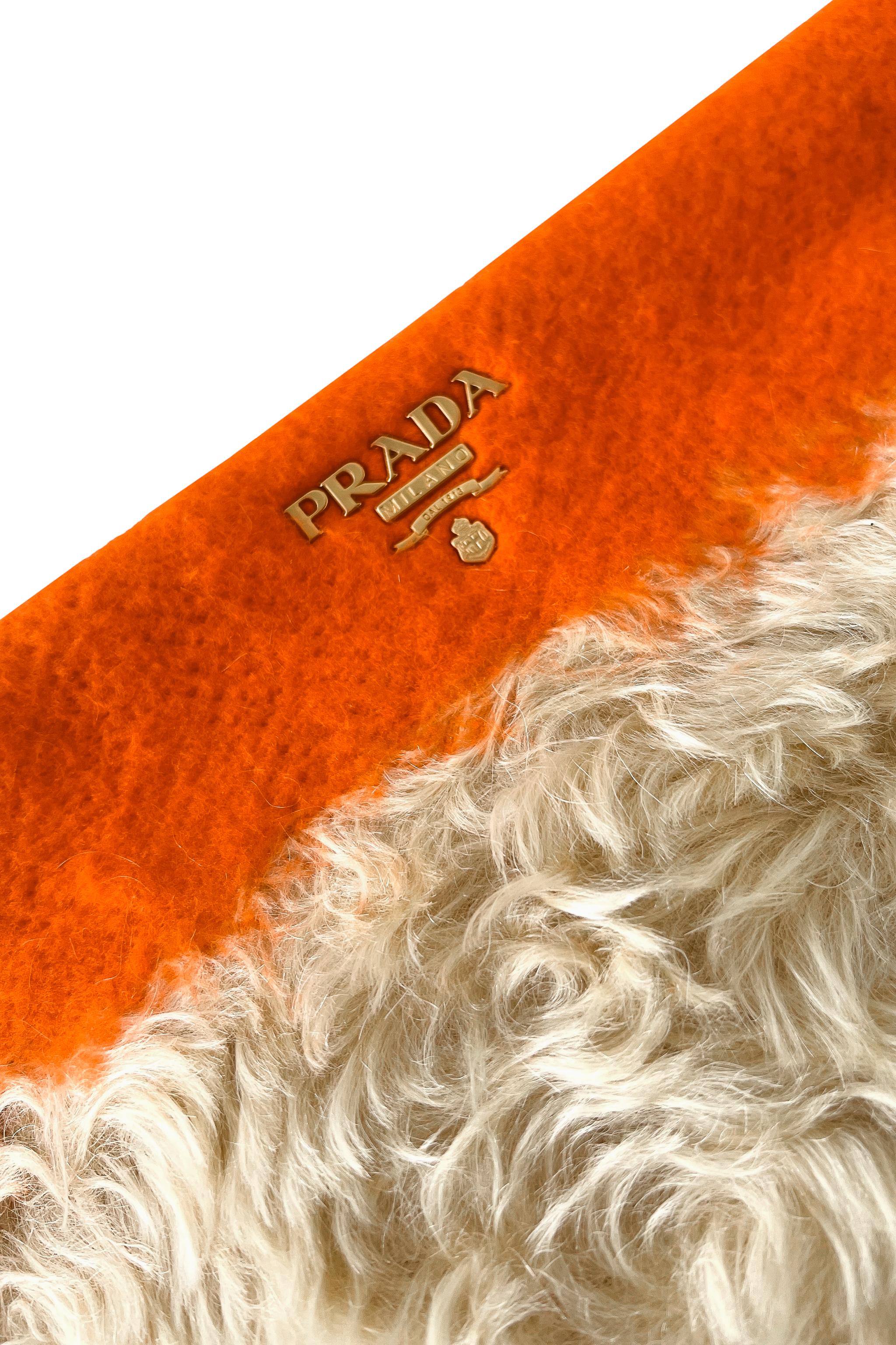 Beige Prada Mohair Orange Clutch Bag 2007 For Sale