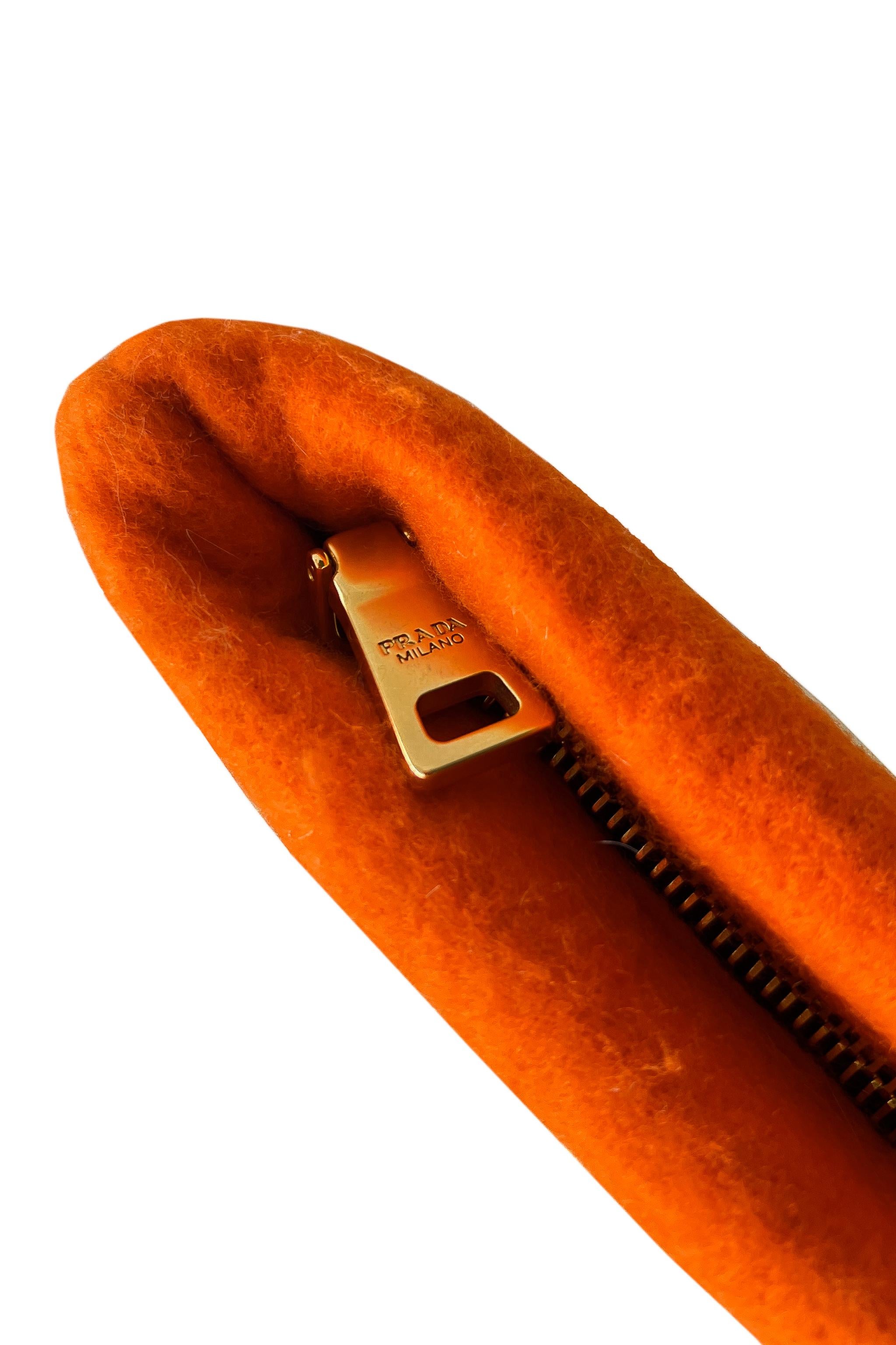 Prada Mohair Orange Clutch Bag 2007 In Excellent Condition For Sale In Los Angeles, CA