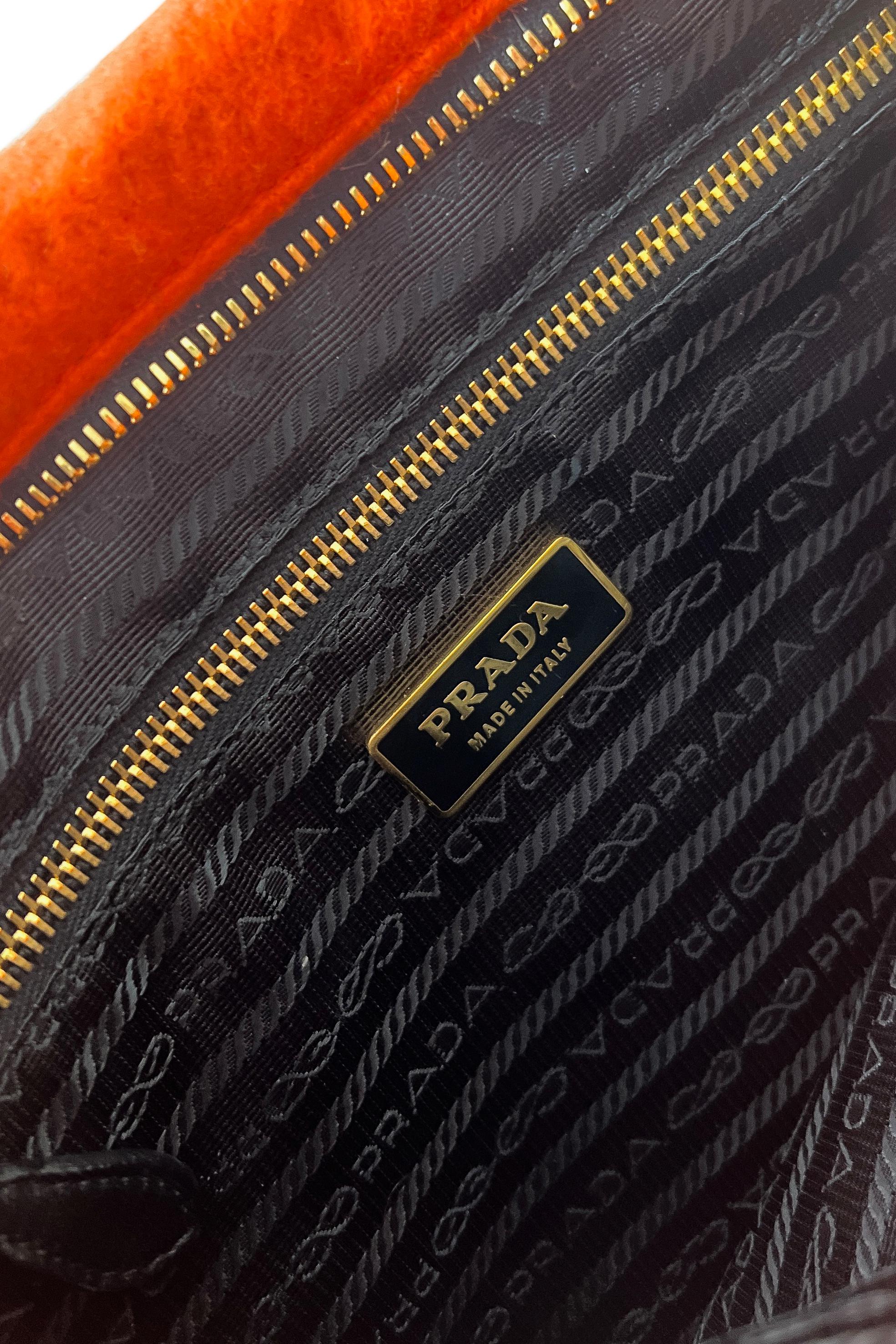 Women's Prada Mohair Orange Clutch Bag 2007 For Sale