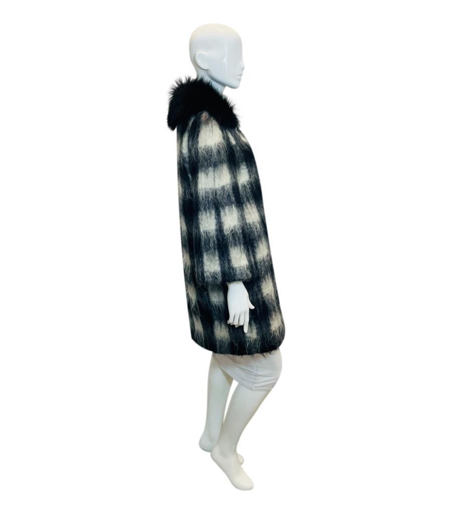 Prada Mohair & Wool Coat With Raccoon Fur Trim In Excellent Condition For Sale In London, GB